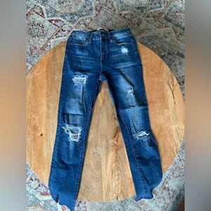 K’s More Ripped Skinny Jeans with Frayed Ankle Size 5